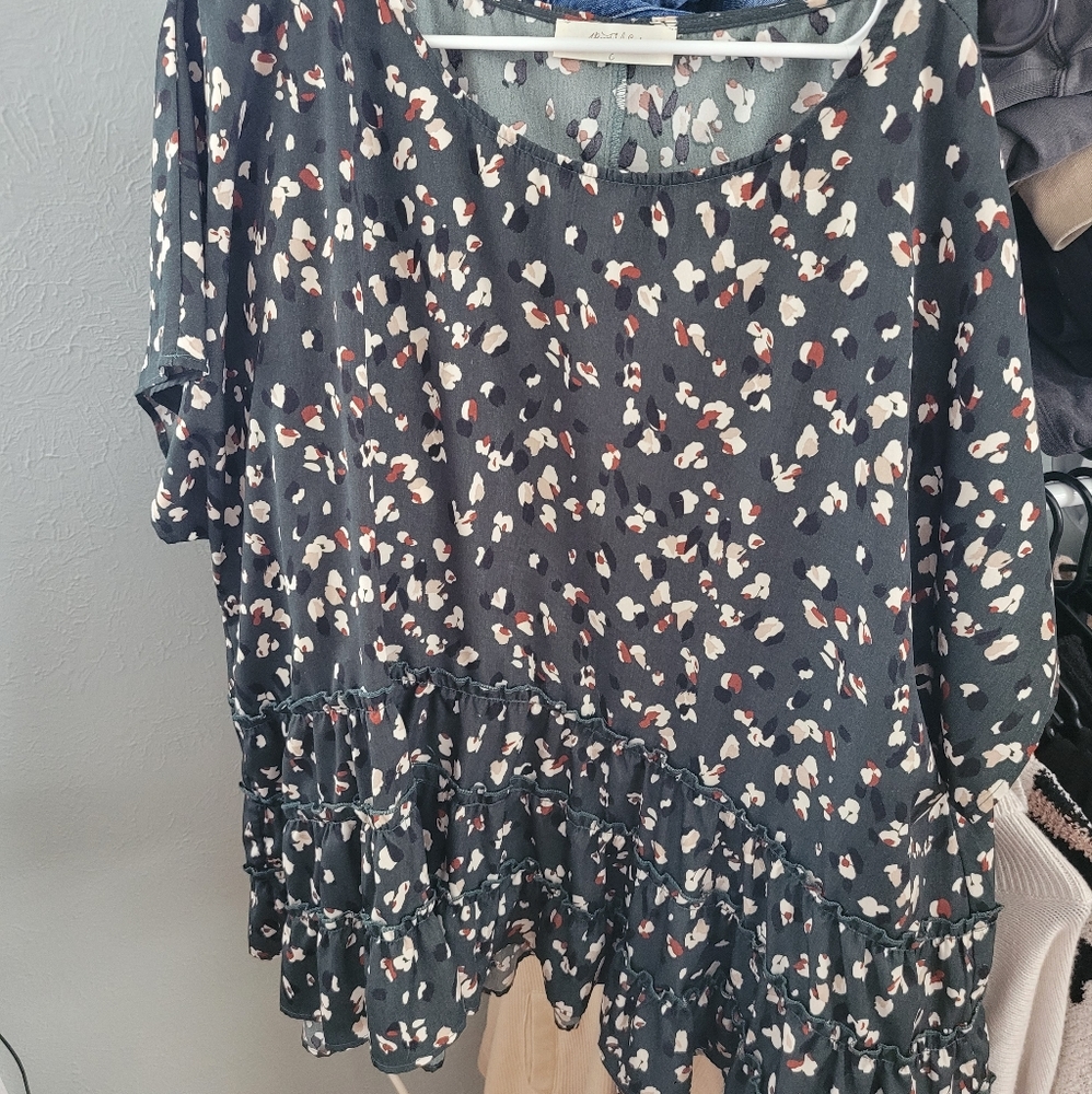 Leopard print baby doll blouse